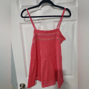 NWOT Lane Bryant Pink Classic Square-Neck Smocked Tank in Size 18